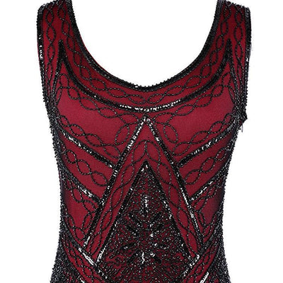 Vintage 20-Luvun Gatsby-Mekko, Viininpunainen