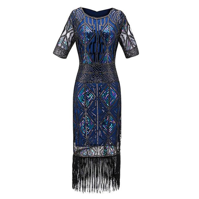 Vintage 20-Luvun Gatsby Pitkä Sininen Mekko