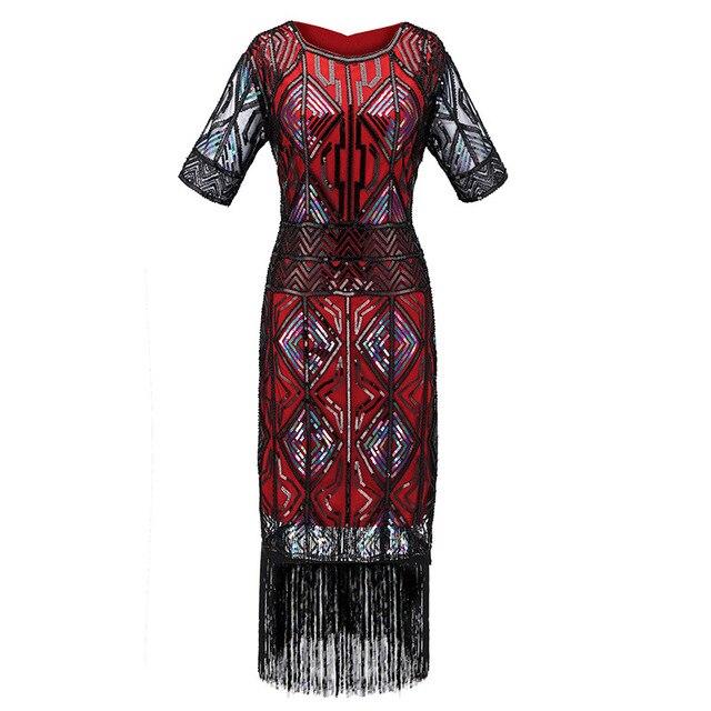 Vintage 20-Luvun Gatsby Pitkä Punainen Mekko