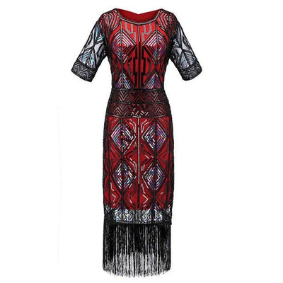 Vintage 20-Luvun Gatsby Pitkä Punainen Mekko