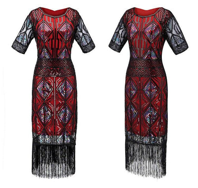 Vintage 20-Luvun Gatsby Pitkä Punainen Mekko
