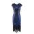 Vintage 20s Plus Size Art Deco -Mekko Sininen Musta