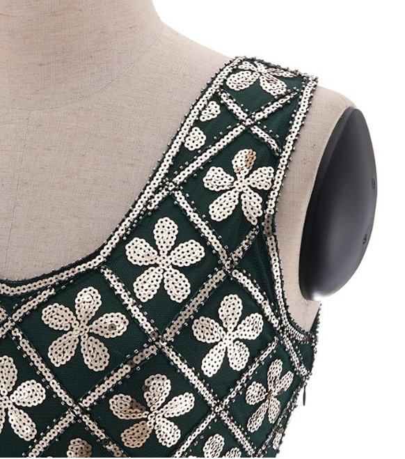 Vintage 20s Plus Size Green Gold -Mekko