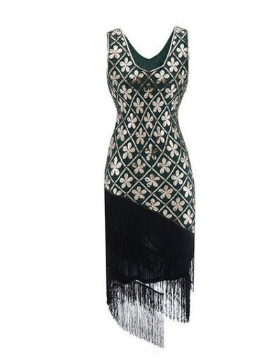 Vintage 20s Plus Size Green Gold -Mekko