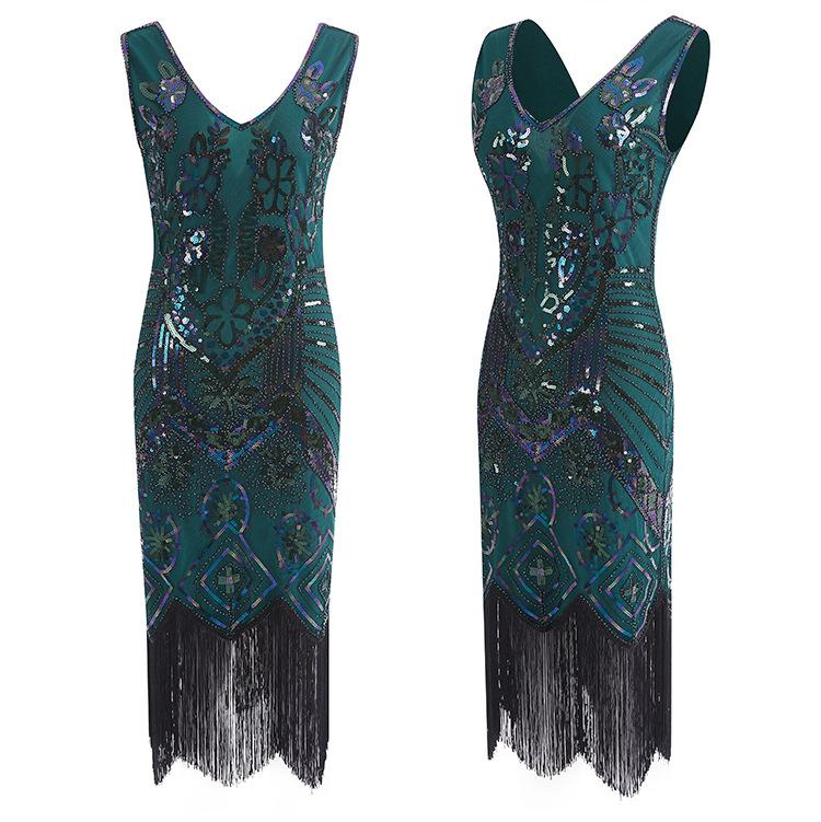 Vintage 20-Luvun Pariisin Vihreä Mekko