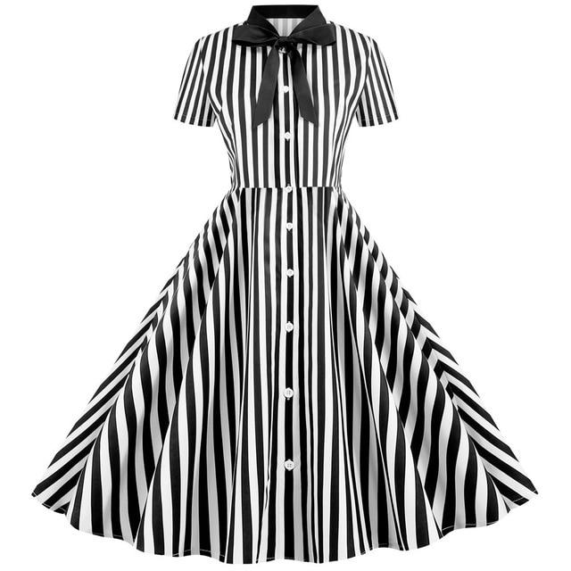 Vintage Retroraidallinen Mekko, Musta
