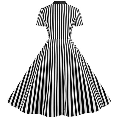 Vintage Retroraidallinen Mekko, Musta