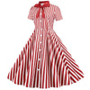 Punainen Vintage Retroraidallinen Mekko