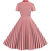 Punainen Vintage Retroraidallinen Mekko