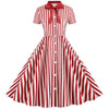 Punainen Vintage Retroraidallinen Mekko