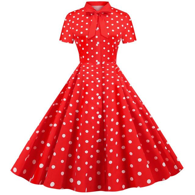 Punainen Vintage Retro Mekko