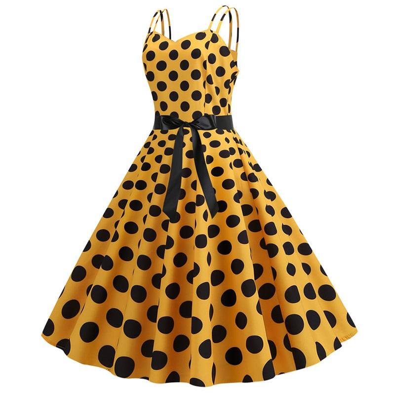 Vintage Rockabilly-Mekko, Keltainen Pilkku