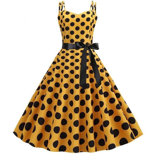 Vintage Rockabilly-Mekko, Keltainen Pilkku