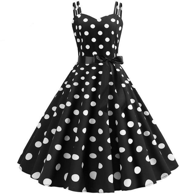 Vintage Rockabilly-Mekko, Musta Valkoinen Pilkku
