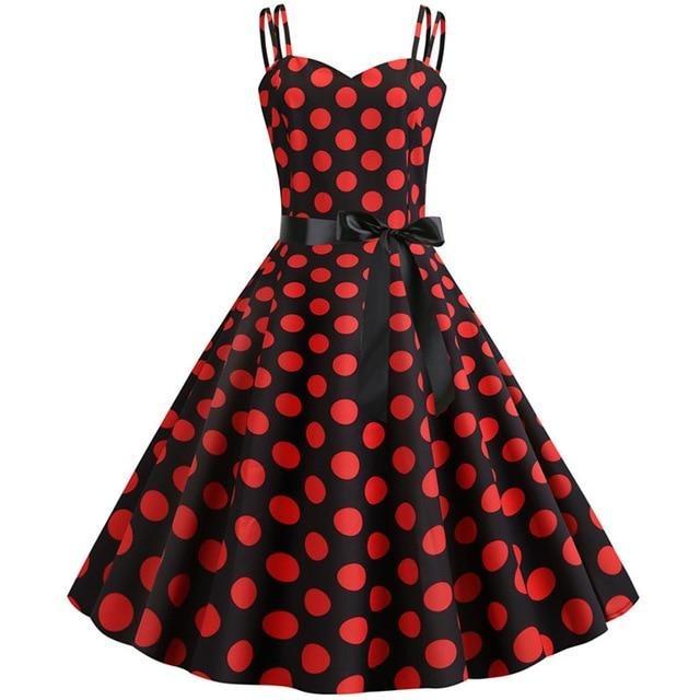 Vintage Rockabilly-Mekko, Musta Punainen Pilkku
