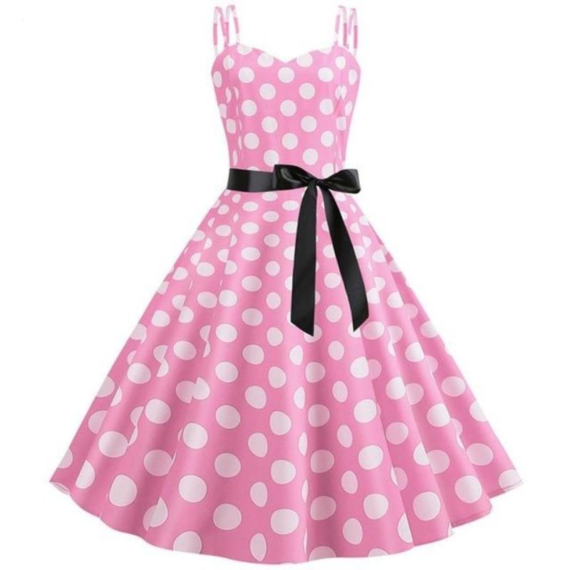 Vintage Rockabilly-Mekko, Vaaleanpunainen Pilkku