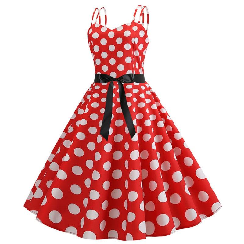Vintage Rockabilly-Mekko, Punainen Valkoinen Pilkku
