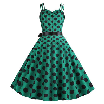 Vintage Rockabilly-Mekko Pilkunvihreä