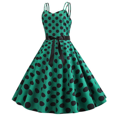 Vintage Rockabilly-Mekko Pilkunvihreä