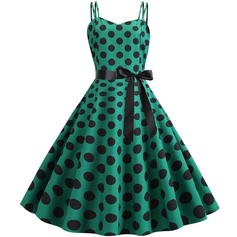 Vintage Rockabilly-Mekko Pilkunvihreä