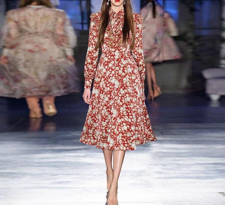 Vintage 40-Luvun Kukkainen Mekko Punainen