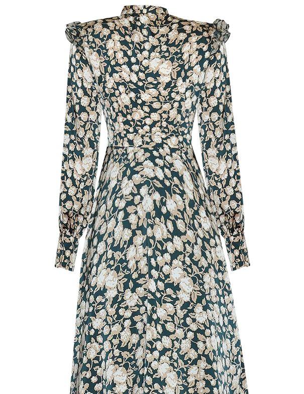 Vintage 40-Luvun Kukkainen Mekko Vihreä