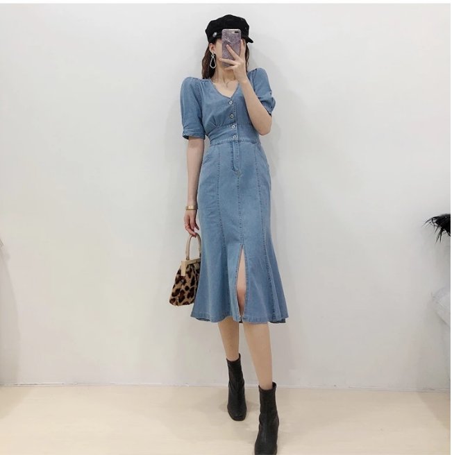 Vintage 40s Out-Fit Mekko Sininen